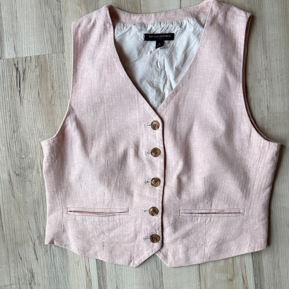 Banana Republic Light Pink Buttoned Vest